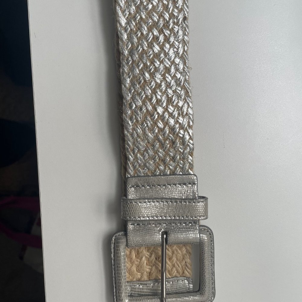 Club Monaco Straw and Silver Belt - size 8
